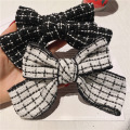 Autumn Fall Vintage Plaid Big Bowknot Barrette Black White Fabric Hair Clip Accessories Hairpin Wholesale Dropshipping Korean